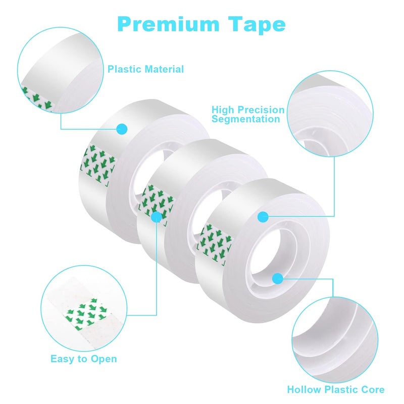 DHOOZ Clear Tape 16 Rolls - Transparent Gift Wrapping Tape Refills, Premium Adhesive for Gifts, Office Tapes Bulk, Desk & Home Supplies - Gift Wrap Tape Rolls - Image 4